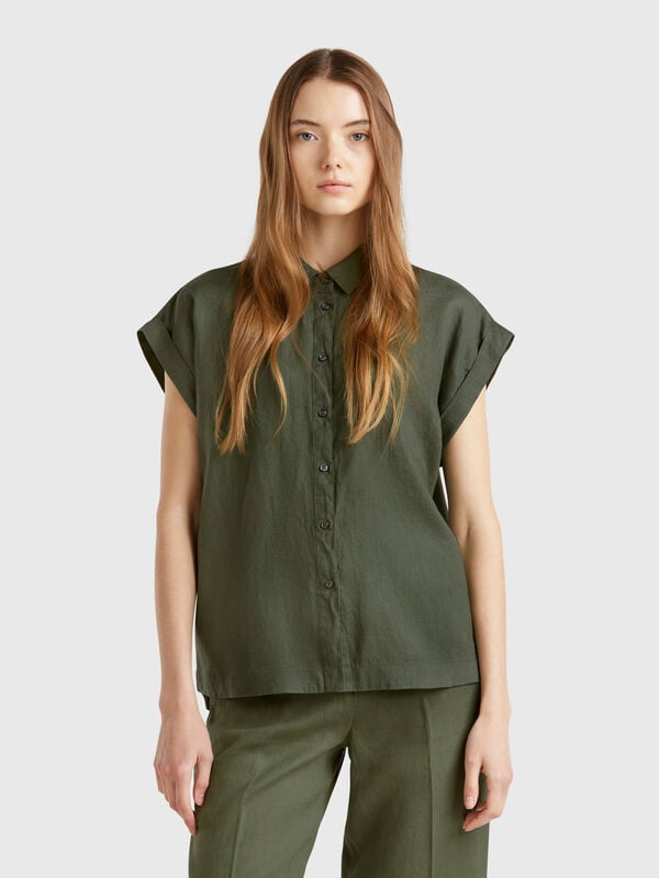 Camicia regular fit in puro lino Donna