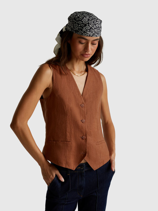 Gilet in puro lino Donna