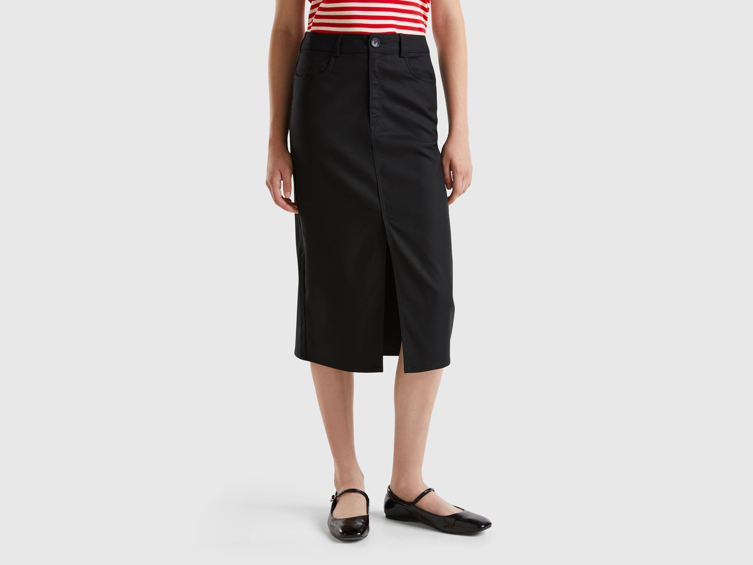 Gonna fluida con spacco Nero Benetton