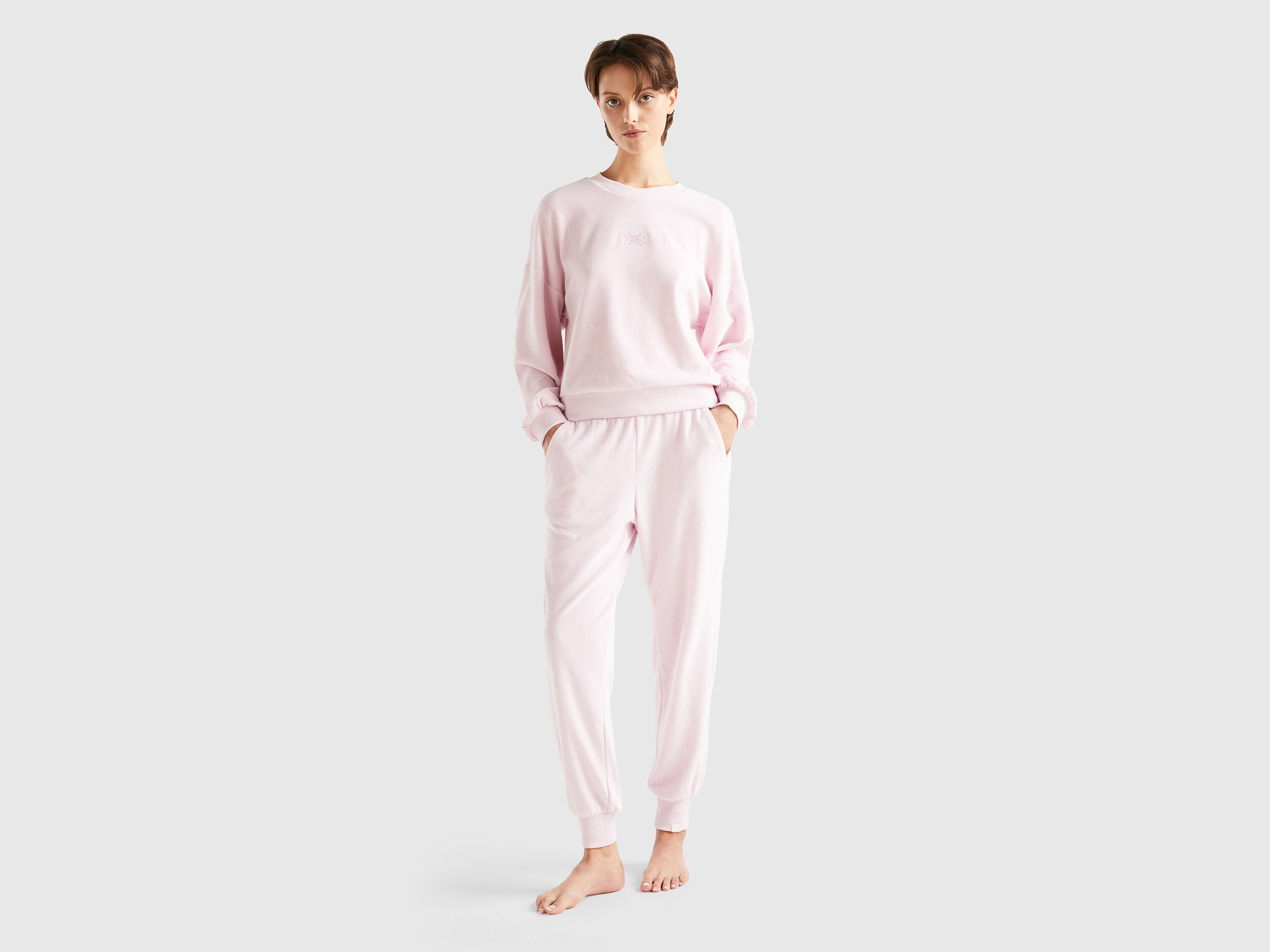 Pantaloni in ciniglia con tasche Lilla Donna Benetton