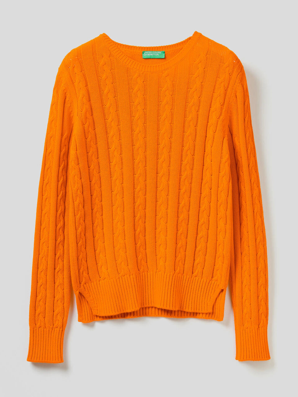 Maglia in cotone con lavorazione a trecce image number null