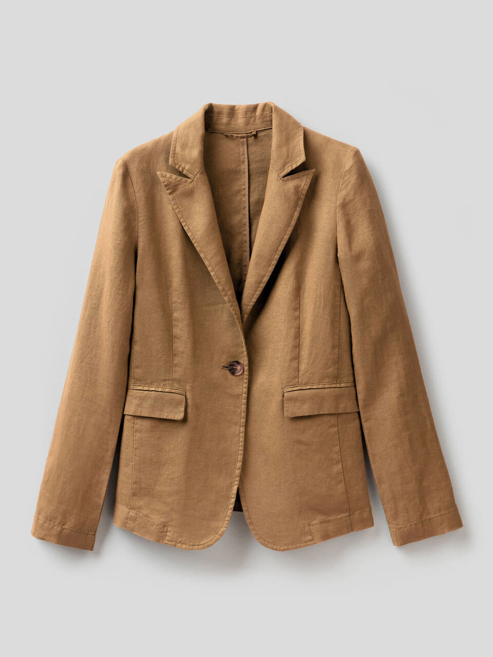 Blazer sciancrato in 100% lino image number 1