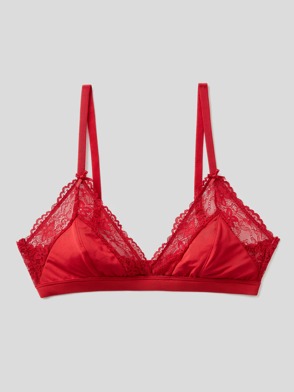 Reggiseno a triangolo in charmeuse con pizzo image number 1