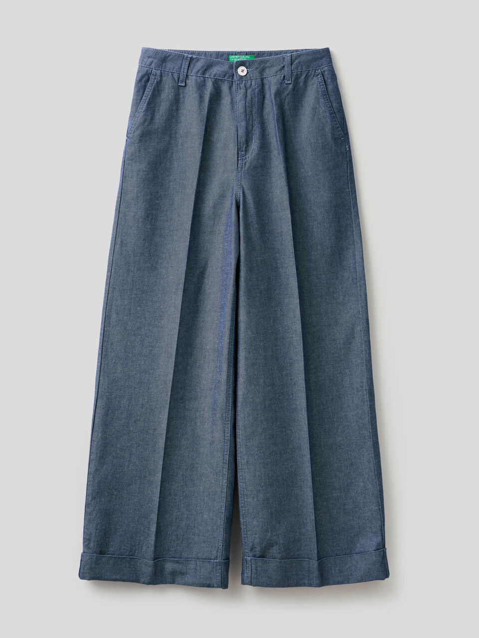 Pantaloni con risvolto in denim leggero image number null