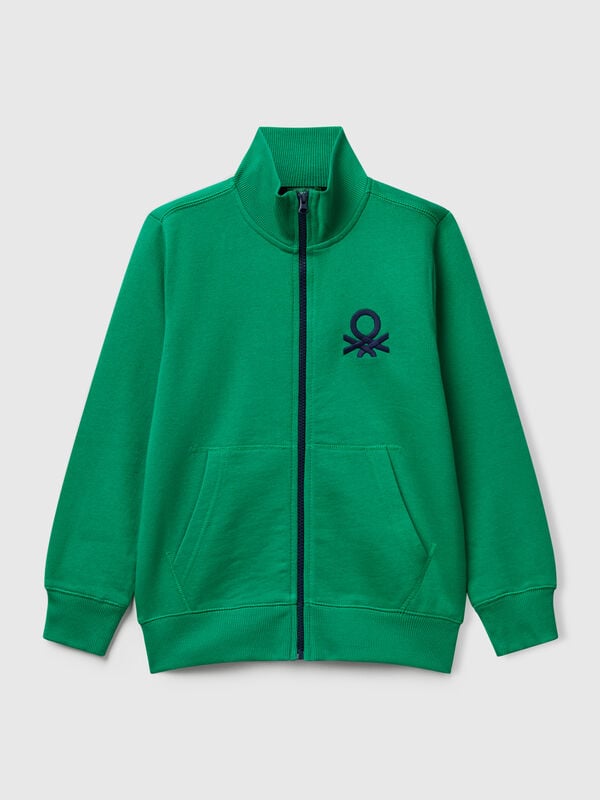 Felpa con zip in puro cotone Bambino