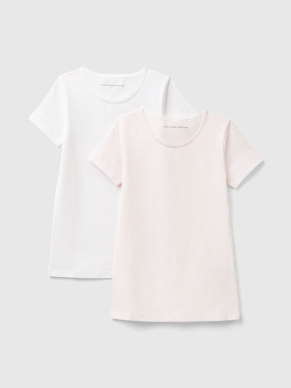 Due t-shirt in cotone stretch Bambina