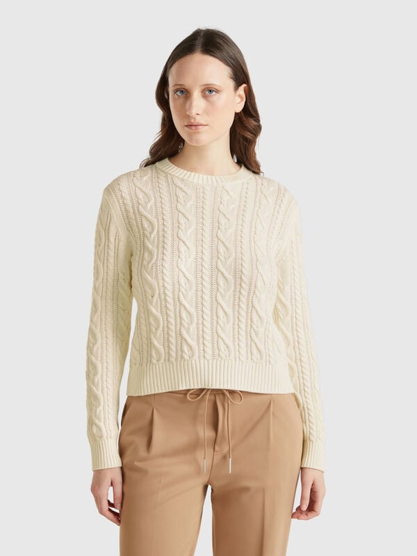 Maglia a trecce 100% cotone Donna