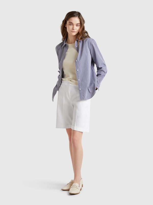 Bermuda con risvolto in cotone stretch Donna