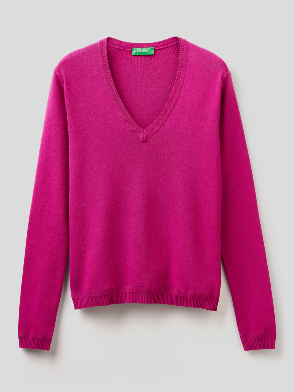 Maglia in puro cotone con scollo a V image number 1