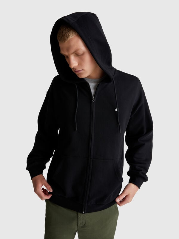 Felpa in cotone con zip e cappuccio Uomo