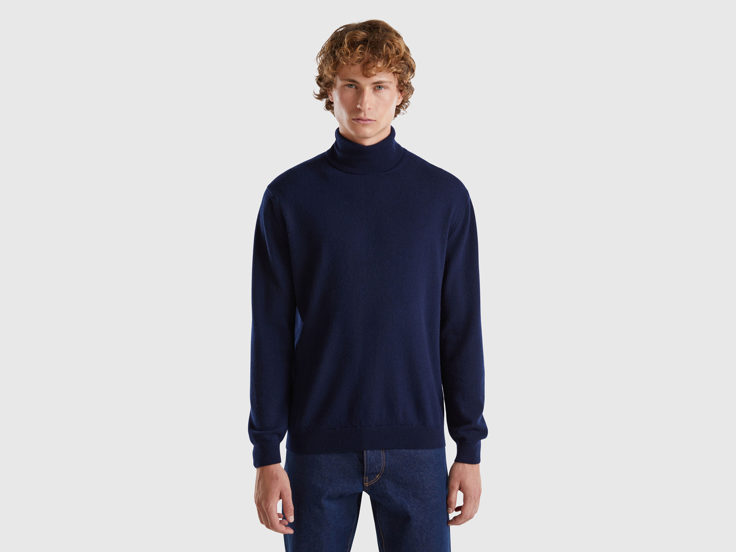 Dolcevita blu scuro in pura lana Merino Blu Scuro Benetton
