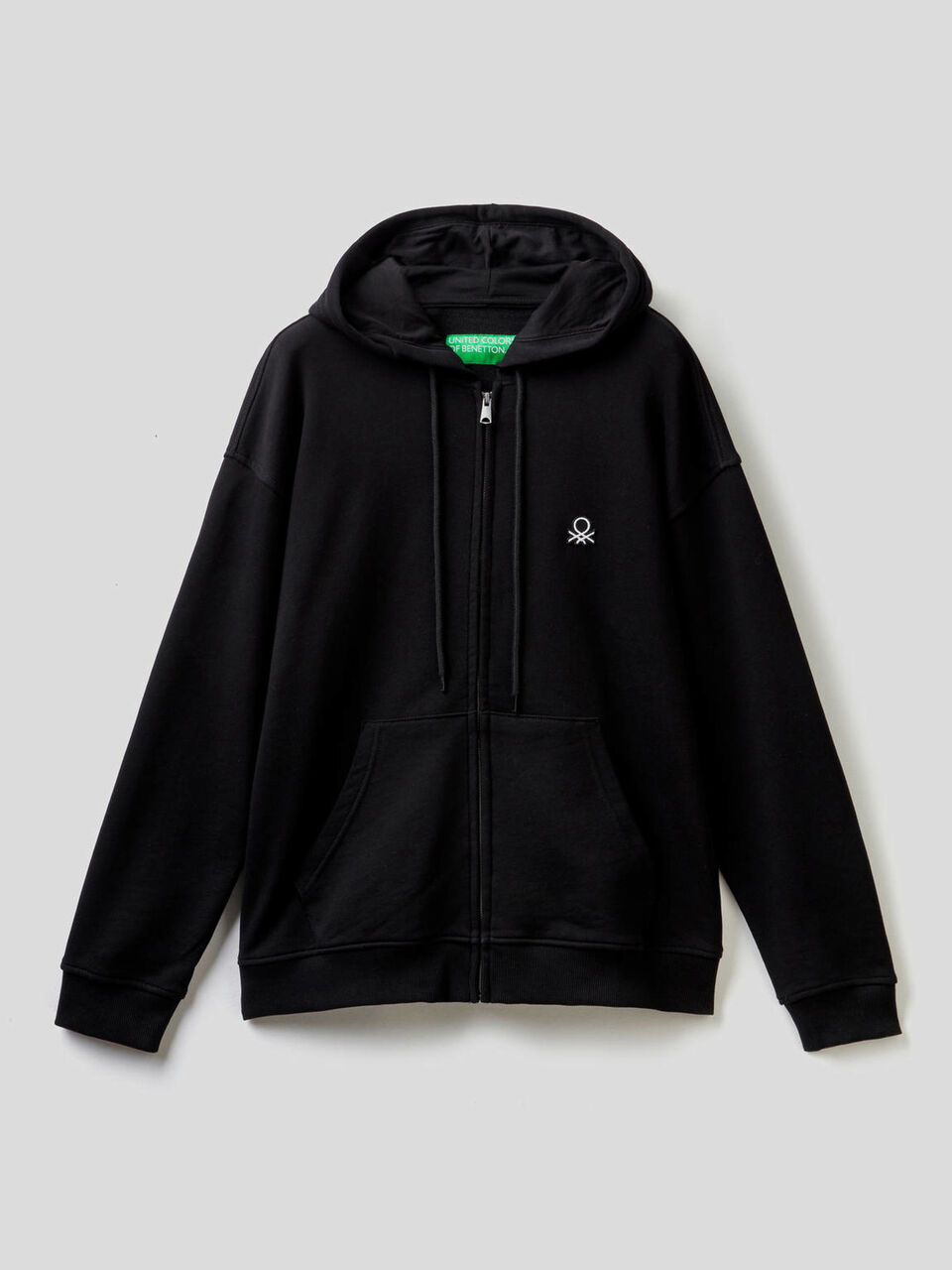 Felpa in cotone con zip e cappuccio image number 1