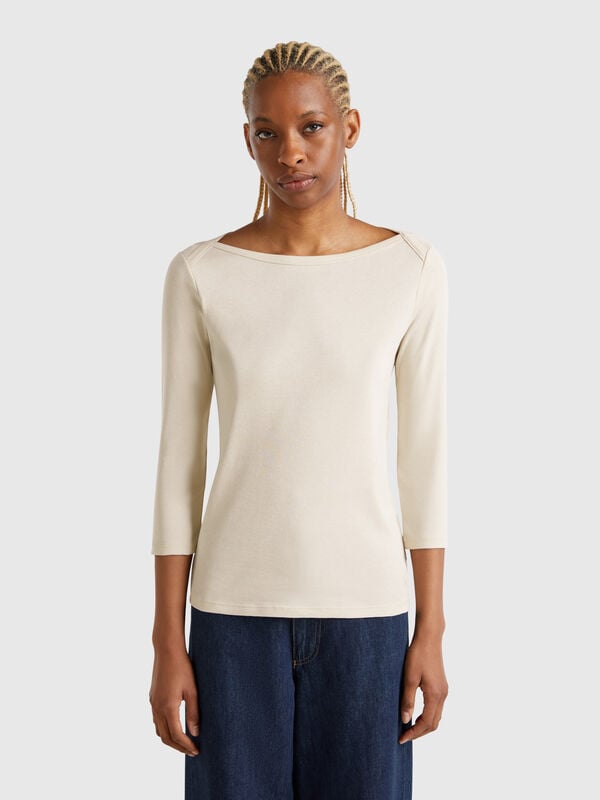 T-shirt con scollo a barchetta 100% cotone Donna