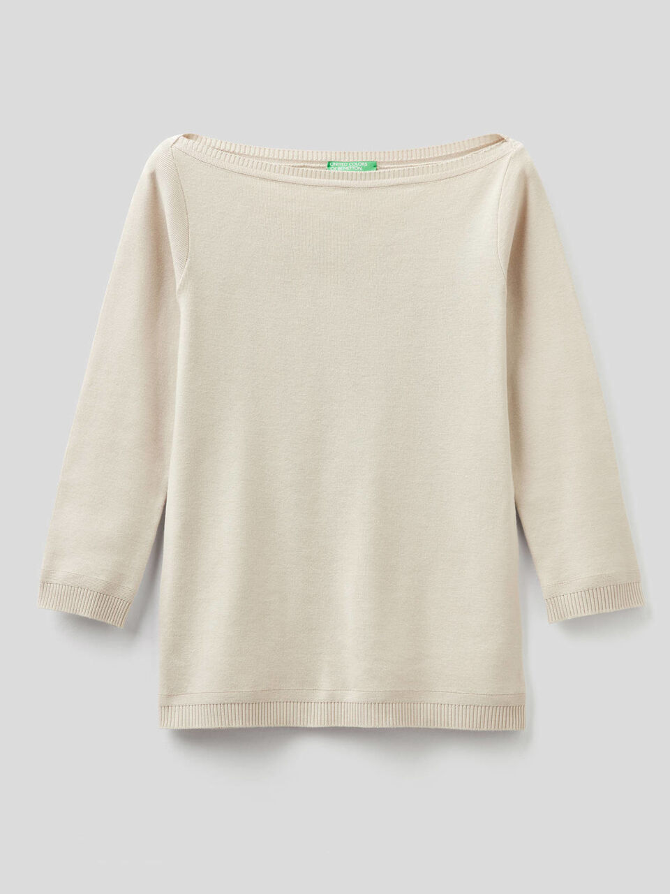 Maglia 100% cotone con scollo a barchetta image number 1