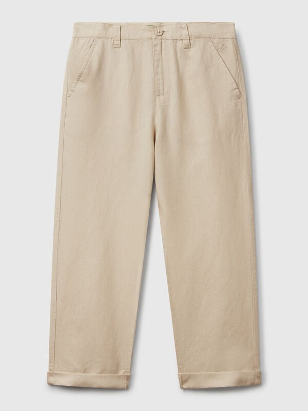 Pantaloni relaxed fit in misto lino Bambino