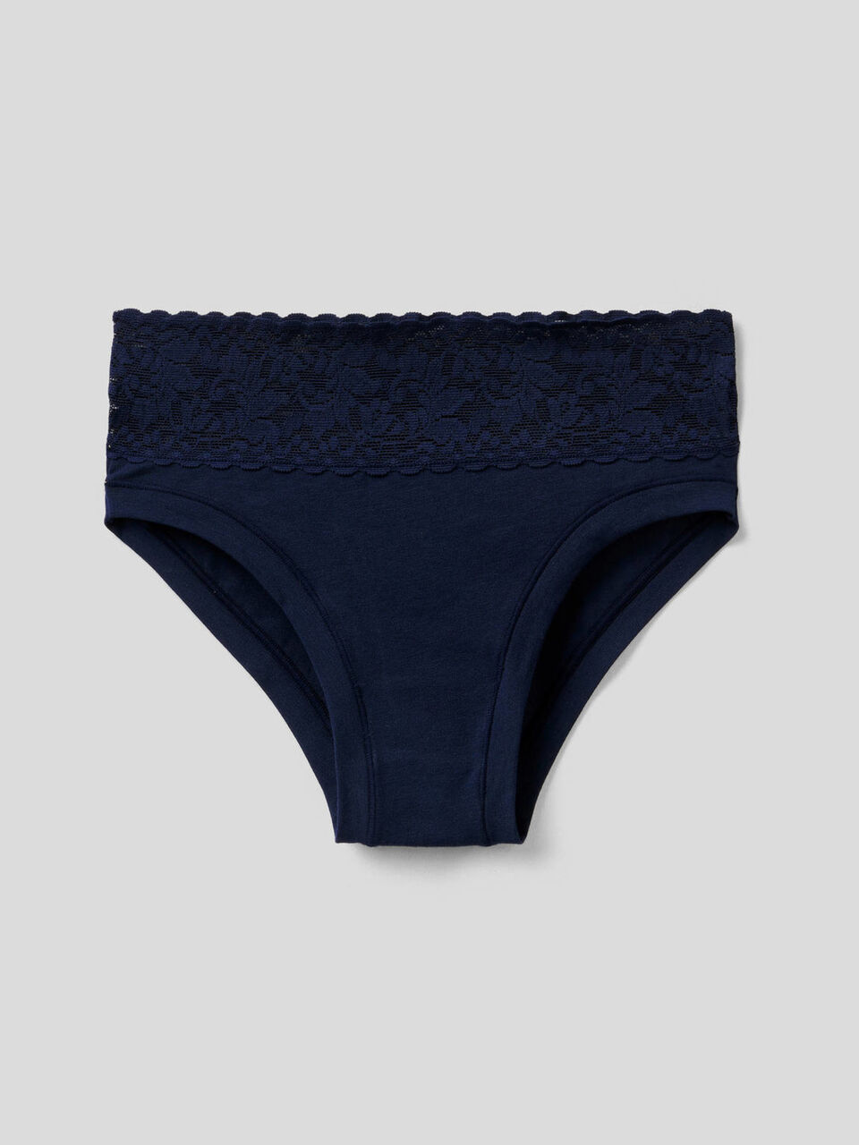 Slip con pizzo in cotone elasticizzato image number 1