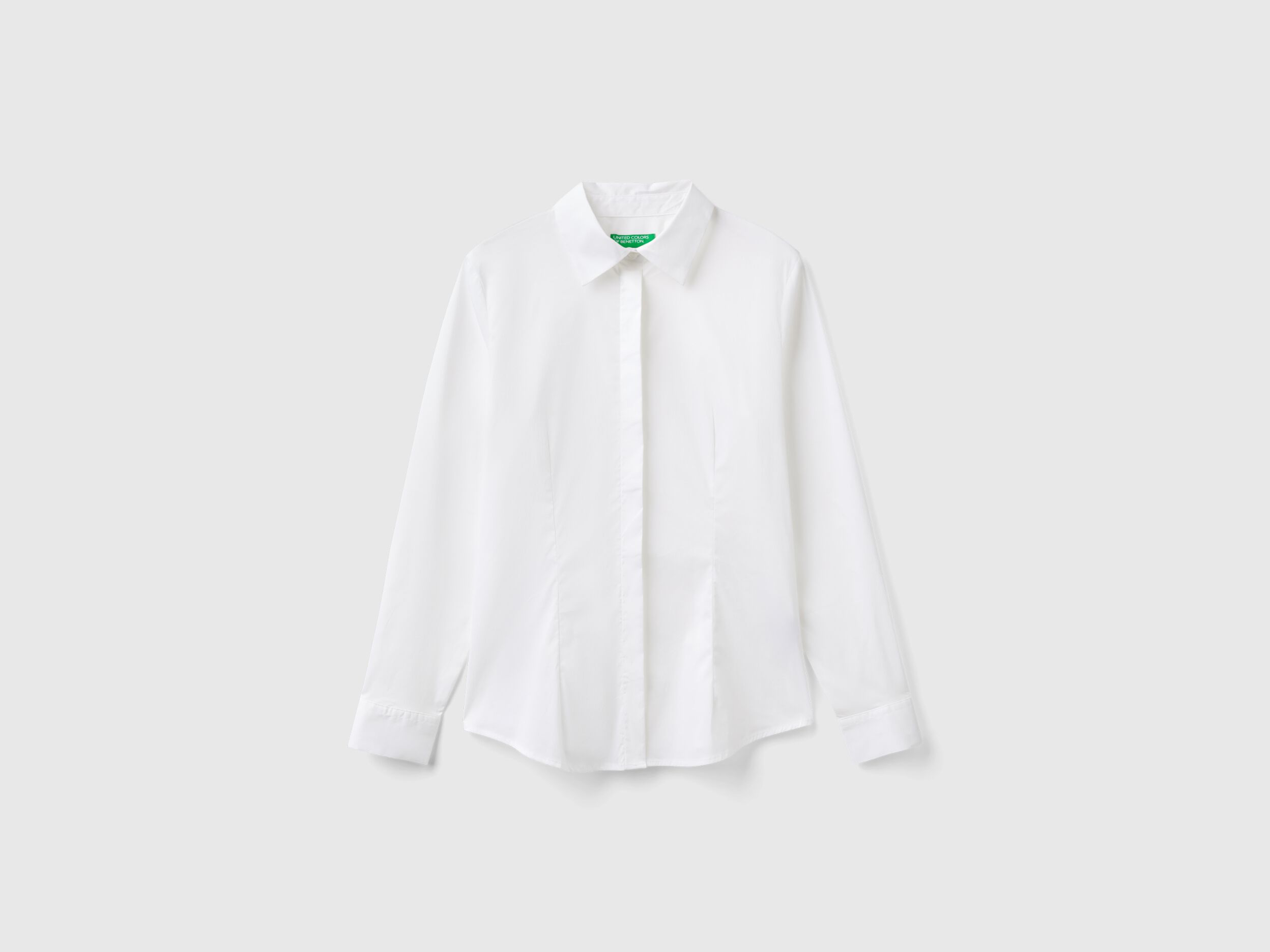 Camicia in misto cotone stretch Bianco Benetton