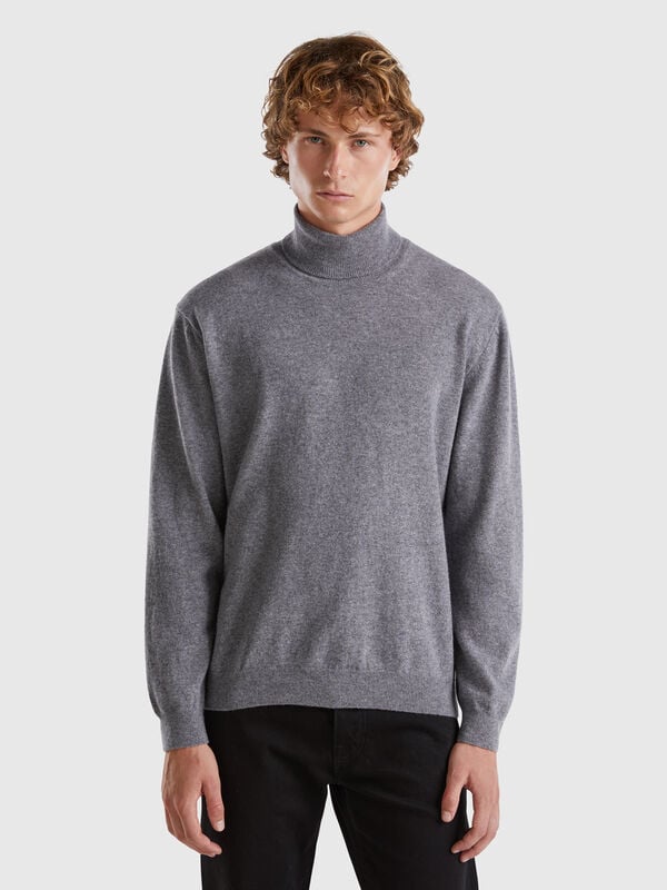 Dolcevita grigio scuro in pura lana Merino Uomo