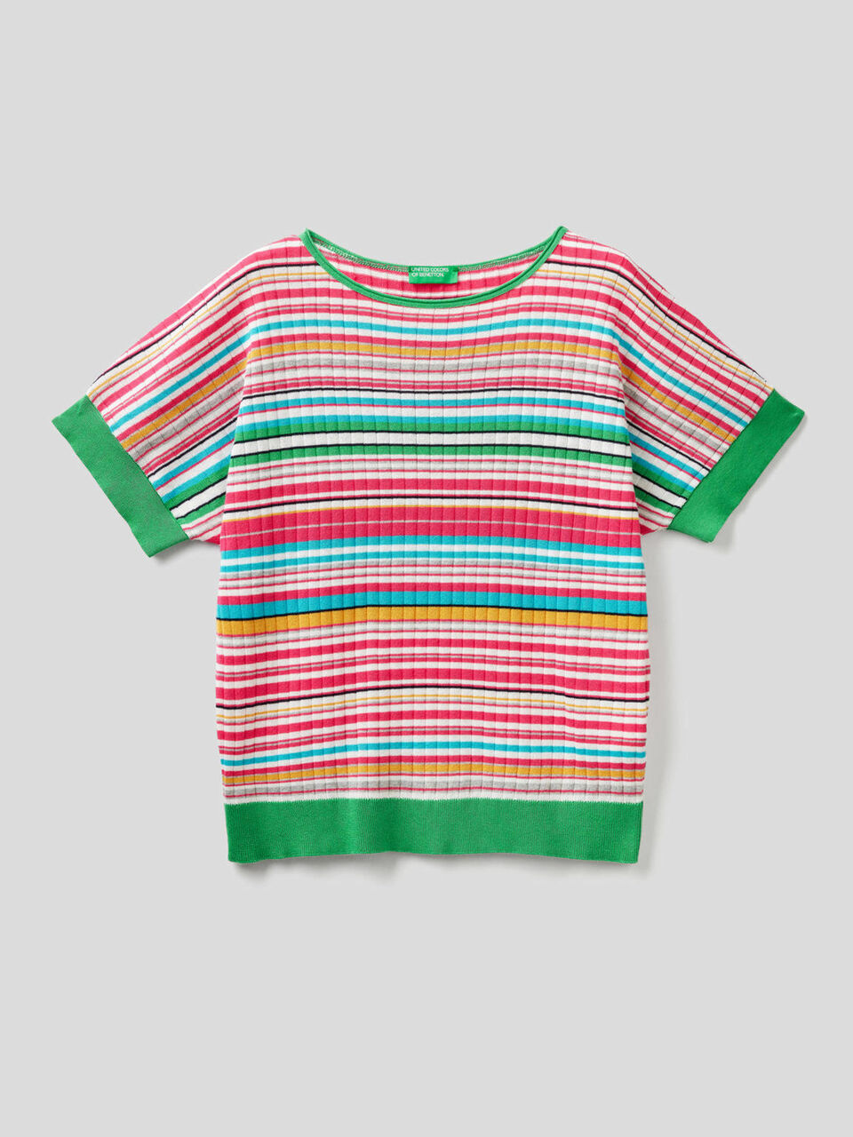 Maglia manica corta a righe multicolor image number 1