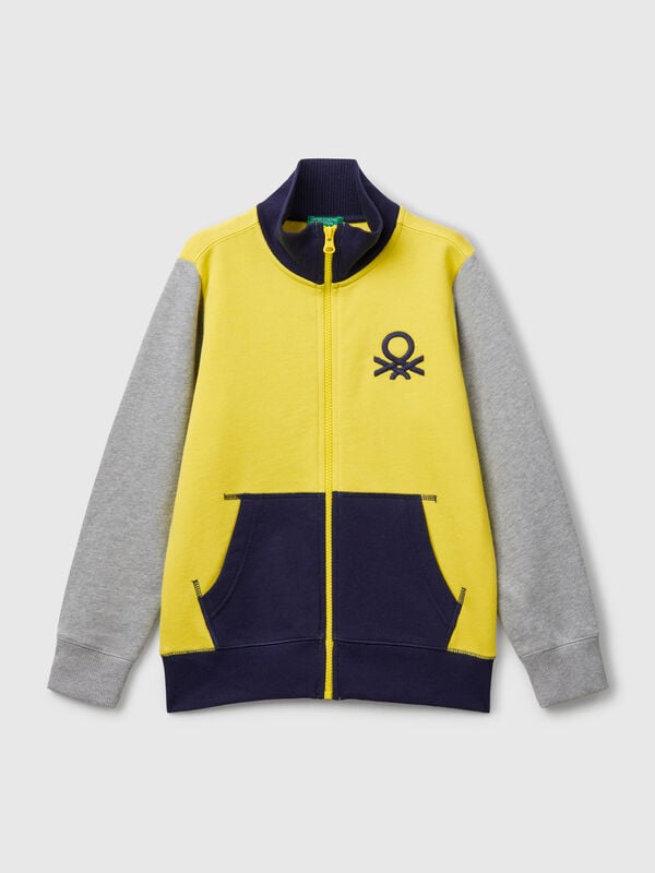 Felpa con zip in puro cotone Bambino