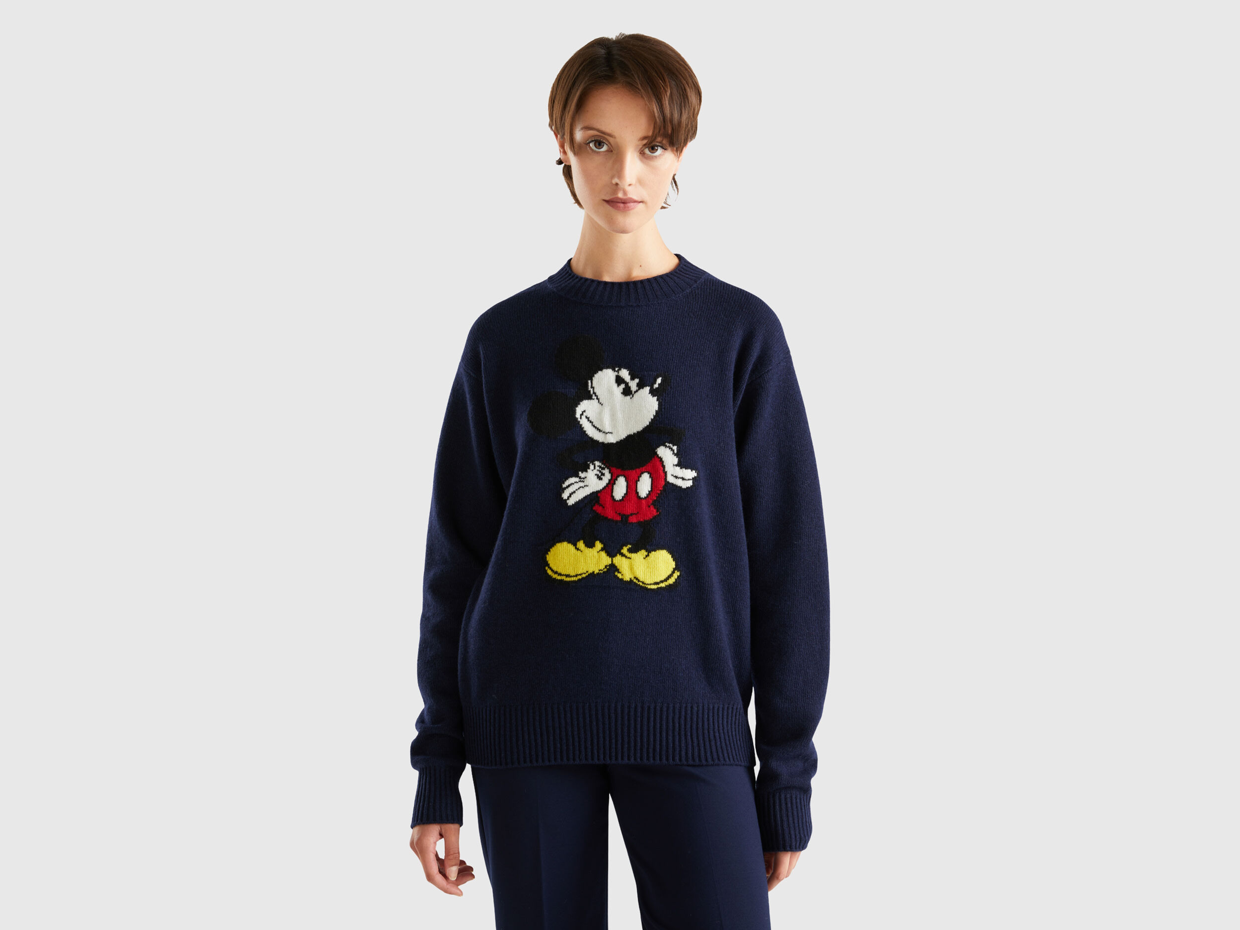 Maglia Mickey Mouse in misto lana Blu Scuro Unisex Benetton