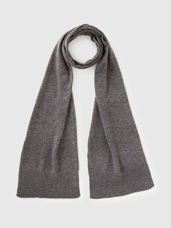 Sciarpa grigio scuro in pura lana Merino Donna