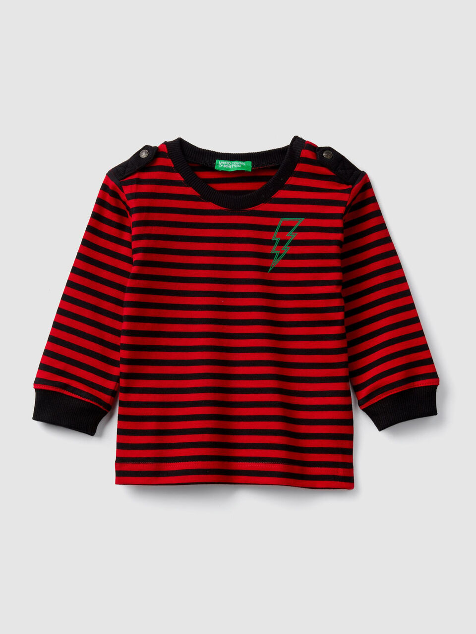 T-shirt a righe con alamari image number 1