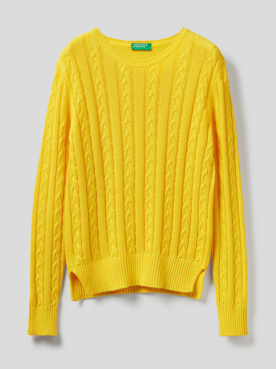 Maglia in cotone con lavorazione a trecce image number 1