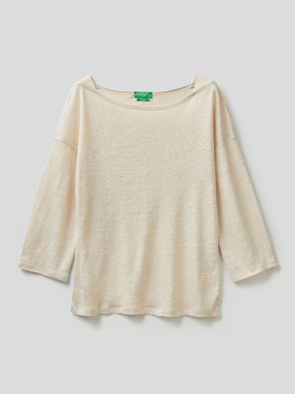 T-shirt in 100% lino con manica 3/4 image number null