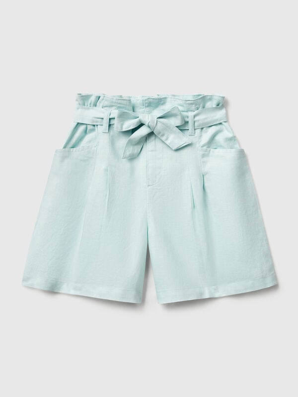 Bermuda paperbag in misto lino Bambina