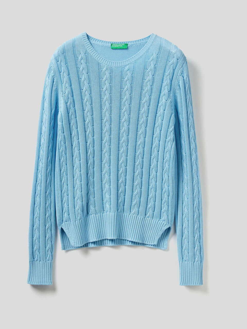 Maglia in cotone con lavorazione a trecce image number 1