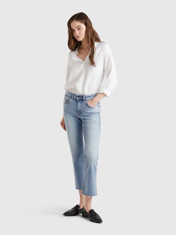 Jeans cropped in cotone  Donna