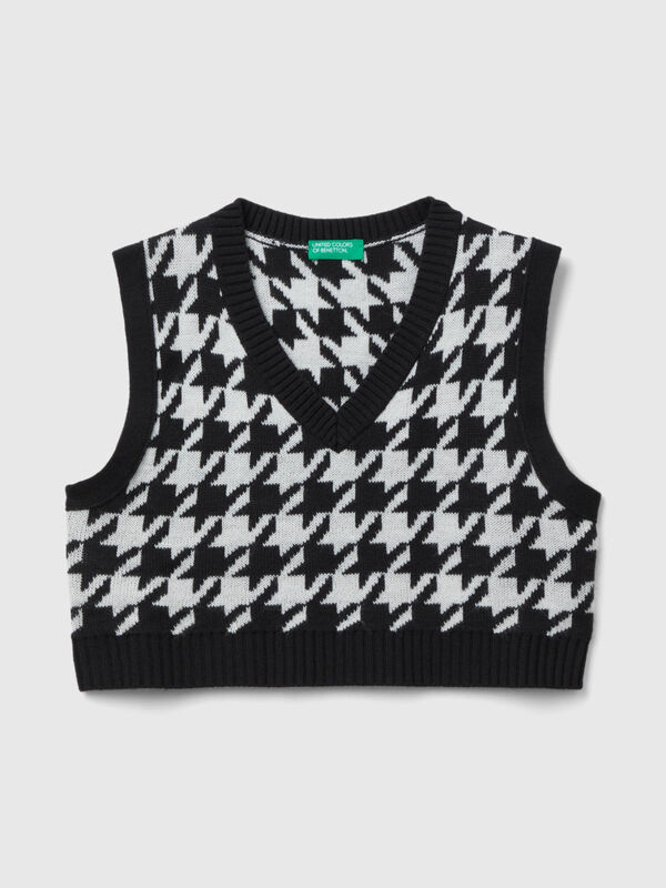 Gilet cropped pied de poule
