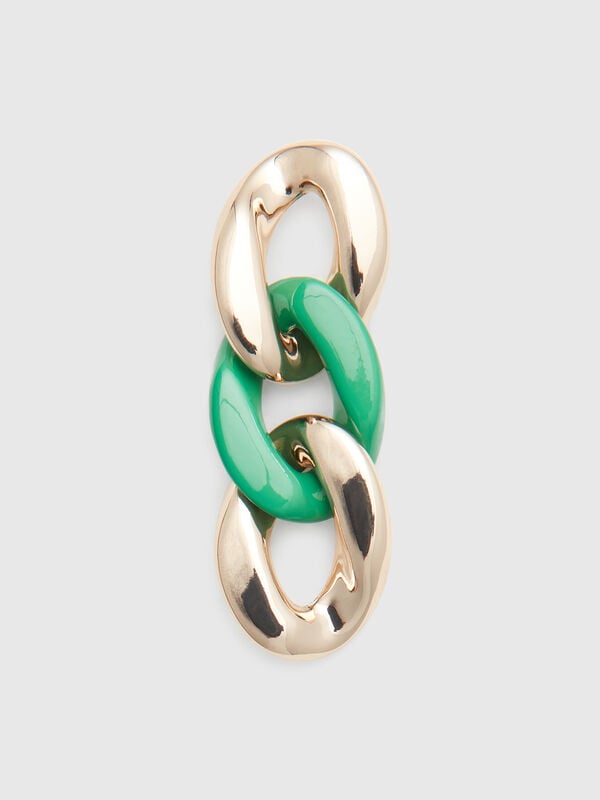 Orecchini pendenti con catena oro e verde Donna