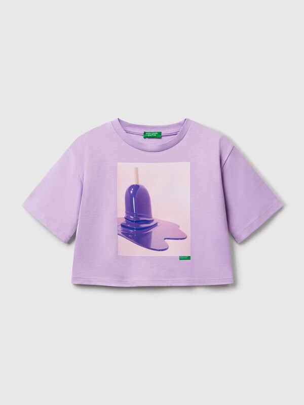 T-shirt boxy con stampa gelato Bambina