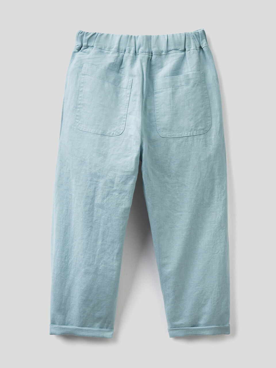 Pantaloni in misto lino con risvolto image number 2