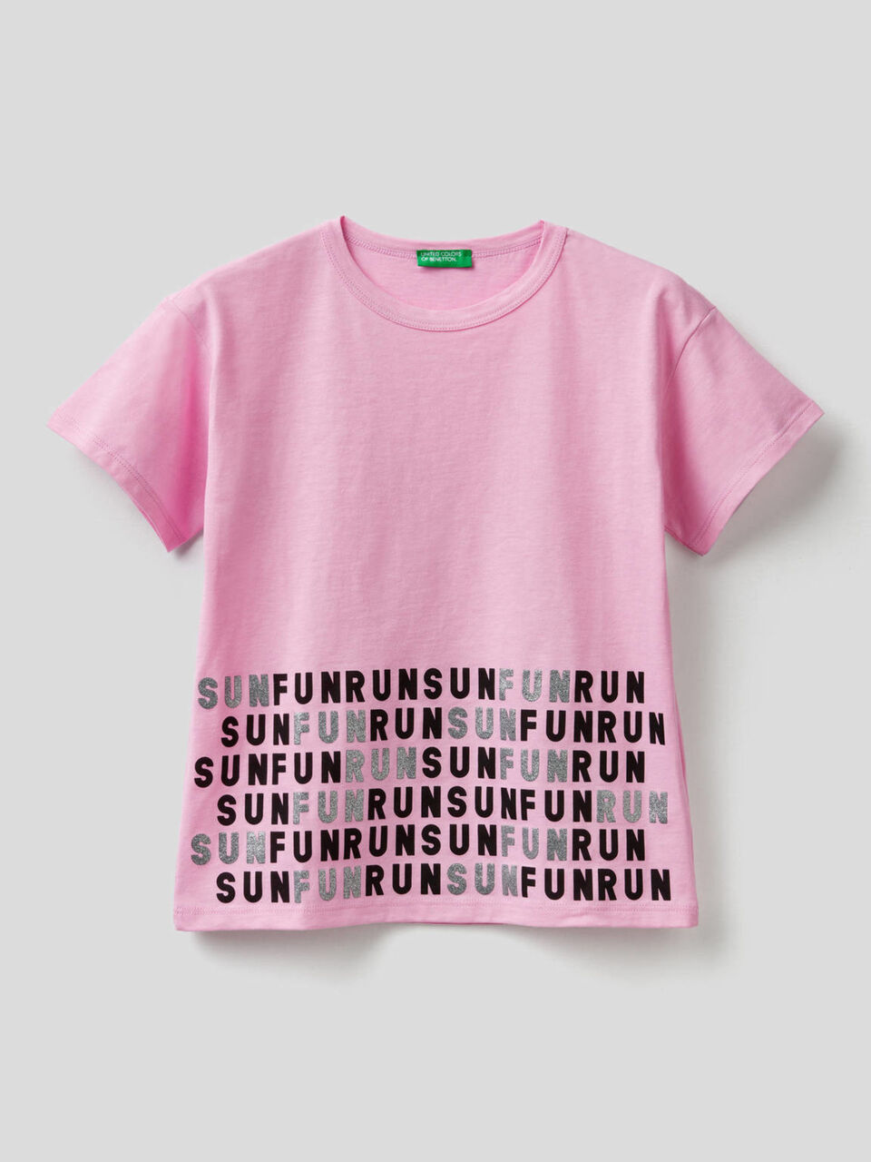 T-shirt 100% cotone con stampa glitter image number 1