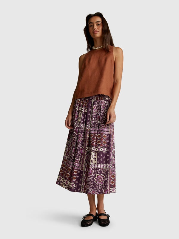 Top smanicato in puro lino Donna