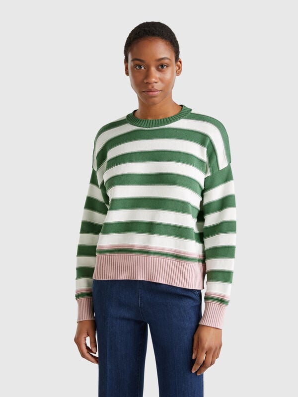 Maglia a righe in cotone tricot Donna