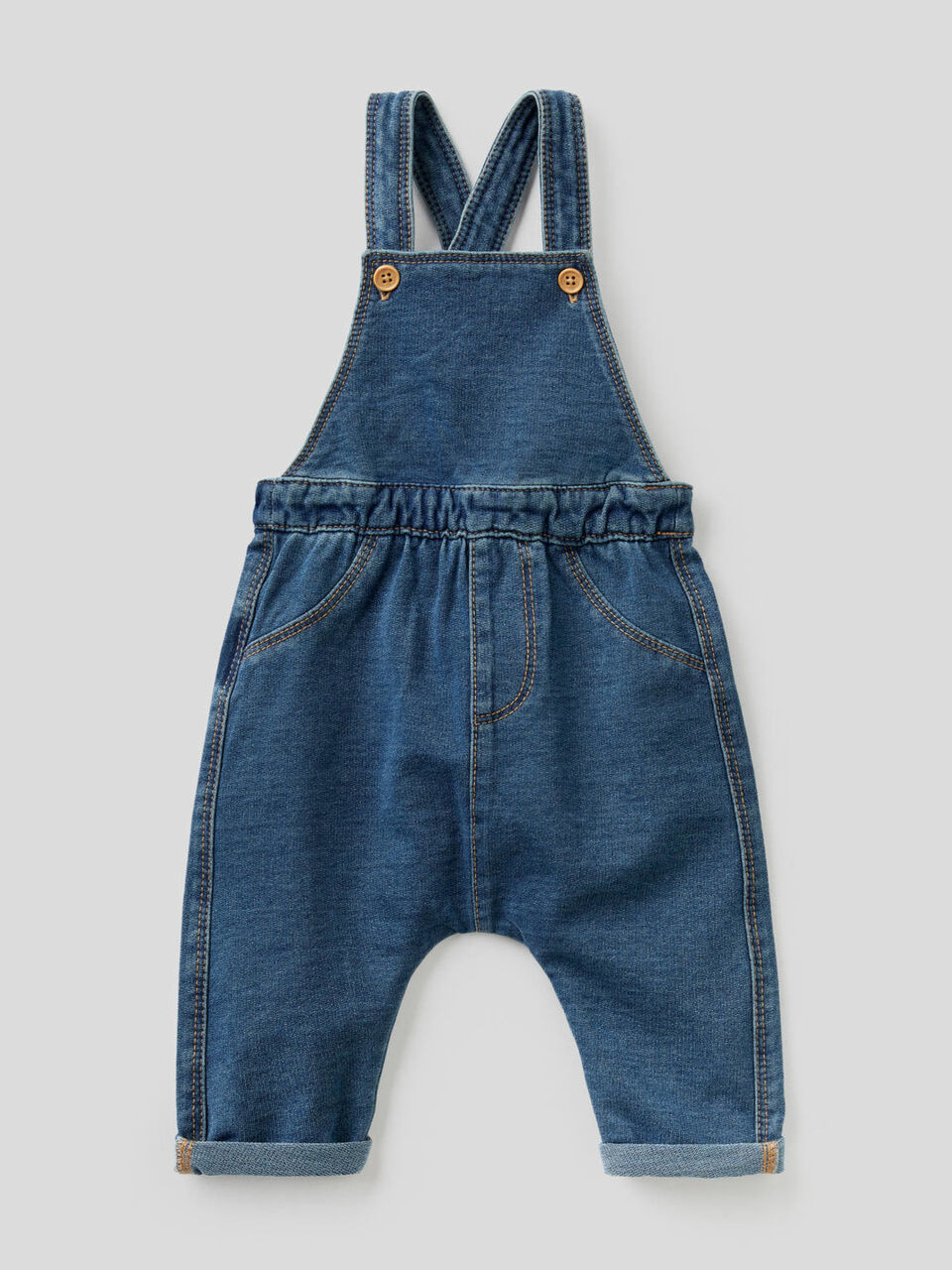 Salopette in felpa stretch effetto denim image number 1