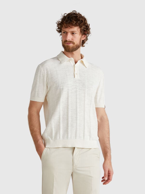 Polo in maglia di misto lino Uomo