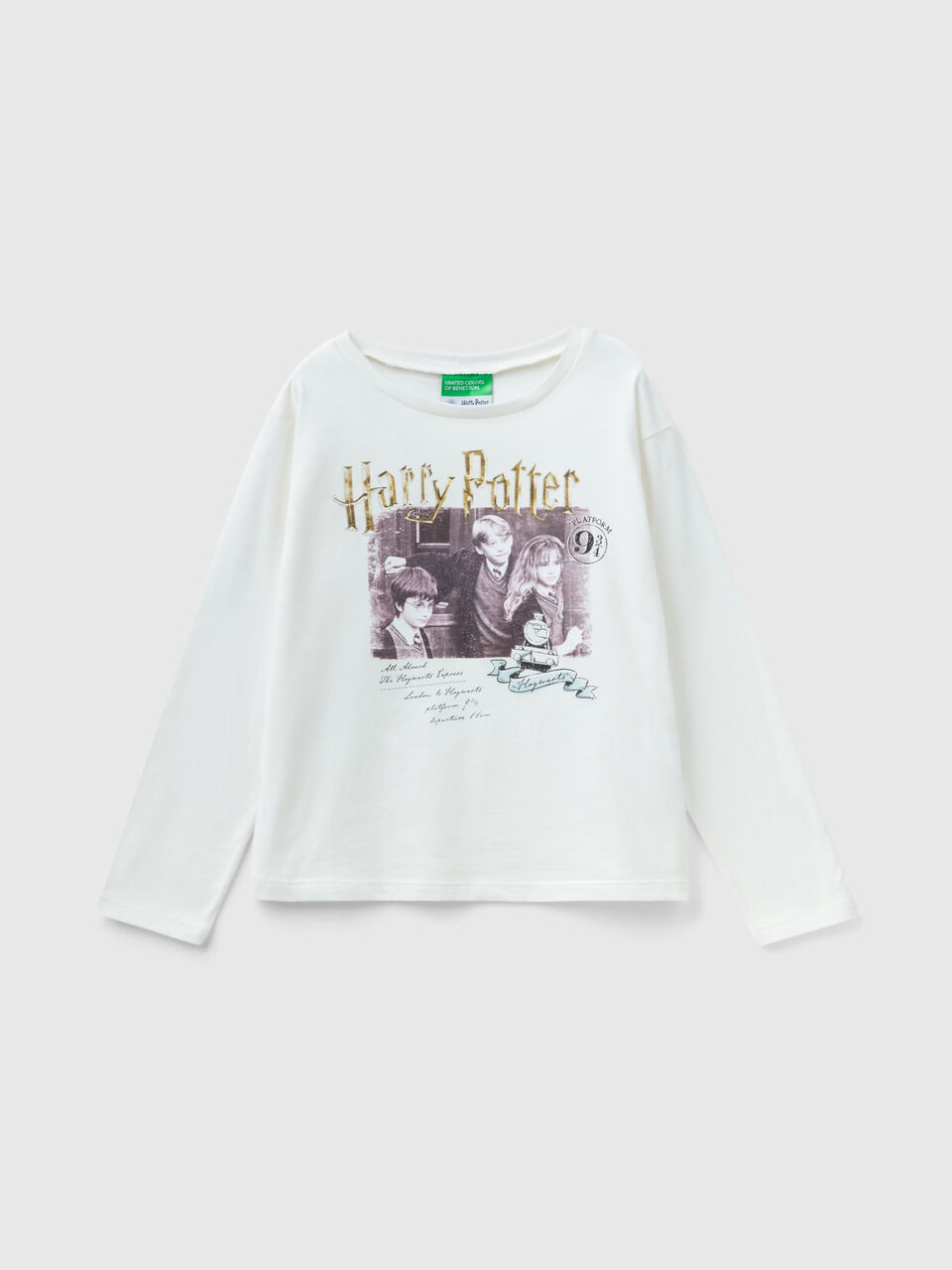 T-shirt Harry Potter manica lunga Bianco Panna Bambina