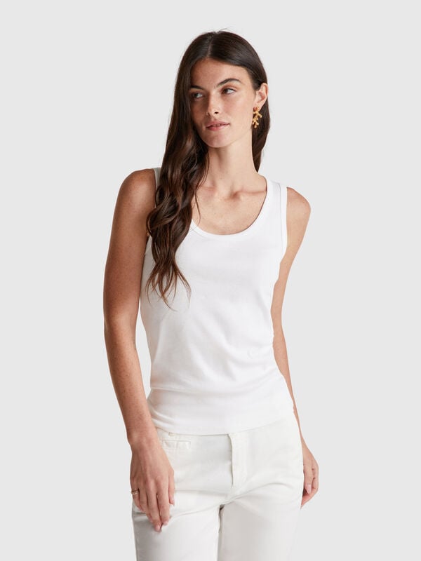 Canotta bianca in puro cotone Donna