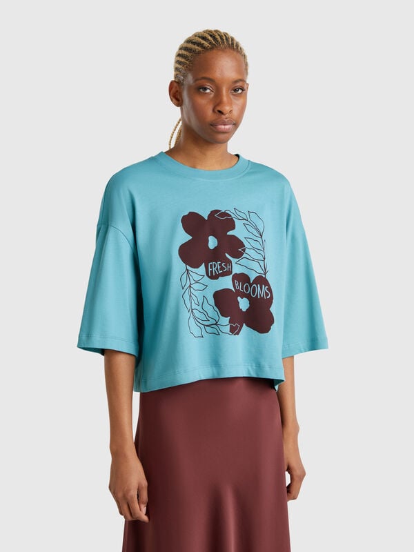 T-shirt con stampa fiori Donna