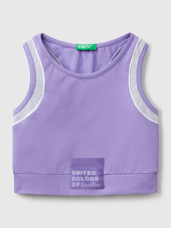 Top sportivo con piping Bambina