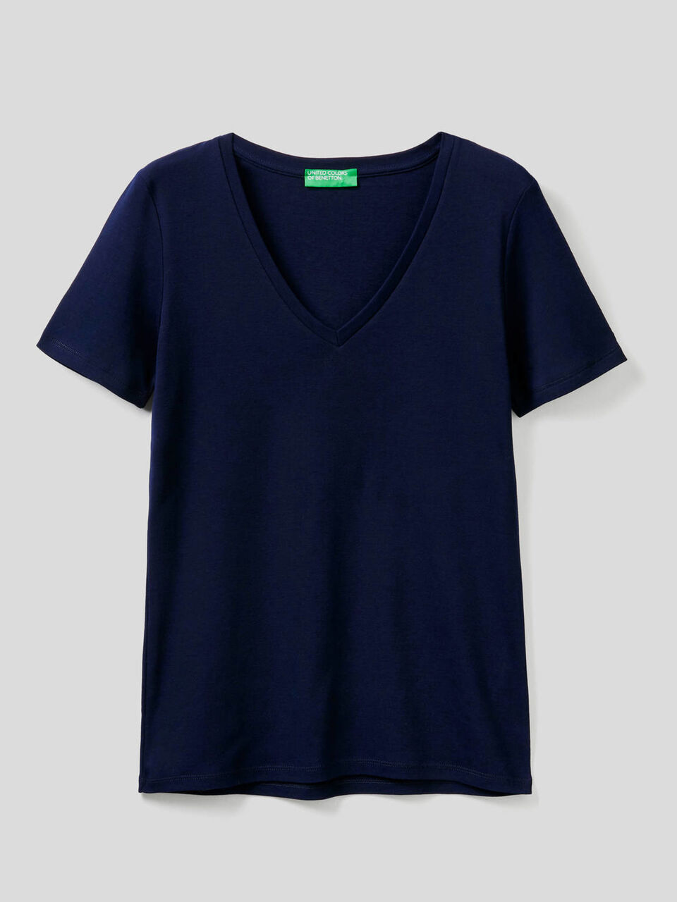 T-shirt in puro cotone con scollo a V image number 1