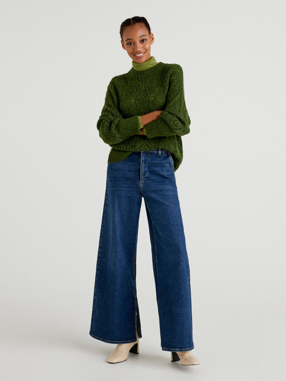 United Colors of Benetton Abbigliamento Vestiti Vestiti di jeans Vestito Di Jeans Con Balza 
