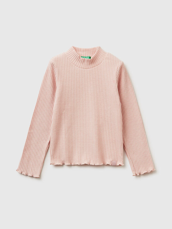 T-shirt lupetto in caldo misto cotone Bambina