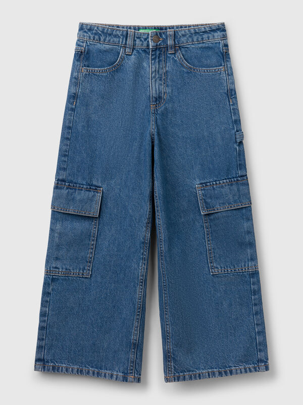 Jeans cargo wide fit Bambina