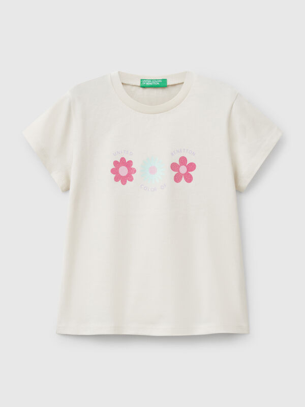 Maglietta con stampa glitter Bambina